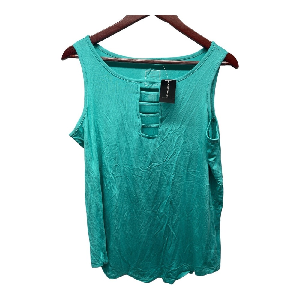 2 Ashley Stewart Back To The Basics Women's 14/16 Blue Orange Tops - Picture 6 of 8